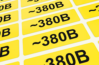 наклейки  желтого цвета 380В